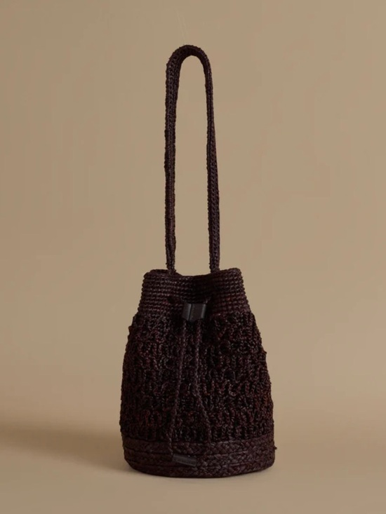 Jenni Kayne Handbags - Jenni Kayne Riviera Raffia Bucket Bag dark brown brand new nvr worn!